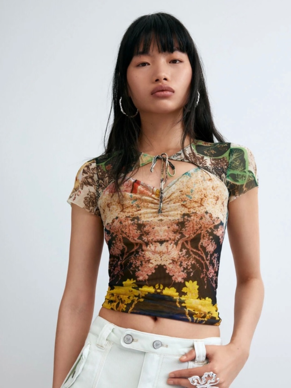 NWT Desigual Multicolor Tulle Top, Size S - Picture 4 of 14